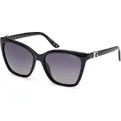 GUESS GU00191 Damen-Sonnenbrille Vollrand Quadratisch Kunststoff-Gestell, schwarz
