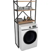 VCM Metall Überbauschrank | Waschmaschine | Maße: H. 160 x B. 66 x T. 34 cm | 3 Ablagen aus Holz - Insasi