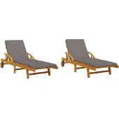 Syfax Sonnenliegen 2 Stk. mit Auflagen 200x68x83 cm Massivholz Akazie
