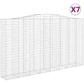 vidaXL Gabionen mit Hochbogen 7 Stk. 400x50x220/240cm Verzinktes Eisen