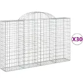 vidaXL Gabionen mit Hochbogen 30Stk. 200x30x120/140cm Verzinktes Eisen