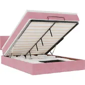 Syfax Ottoman-Bett mit Matratze & LEDs Rosa 140x190 cm Samt