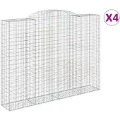 vidaXL Gabionen mit Hochbogen 4 Stk. 300x50x220/240cm Verzinktes Eisen