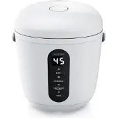Arendo Reiskocher digital 0,8L mit Messbecher & Reislöffel, 2 Kochprogramme, Warmhaltefunktion, Timer, 300W, Weiß