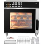 Vevor kommerzieller Konvektionsofen konventioneller Arbeitsplattenofen 58 L 2800 W Toasterofen mit Tür aus gehärtetem Glas, elektrischer Backofen mit Drahtgitter & Klemmtablett-Handschuhen