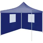 Syfax Profi-Partyzelt Faltbar mit 2 Seitenwänden 2×2m Stahl Blau