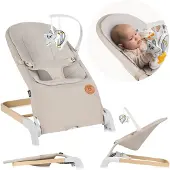 Lionelo Babywippe Babyliege Lilac 2in1 bis 9kg, 0-6 Monate, Neigungseinstellung, 3-Punkt-Gurt - Beige