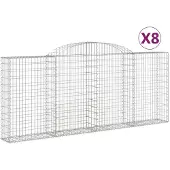 vidaXL Gabionen mit Hochbogen 8 Stk. 300x30x120/140cm Verzinktes Eisen