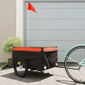 Prolenta Maison Exclusive - Fahrradanhänger Schwarz und Orange 45 kg Eisen