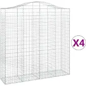 vidaXL Gabionen mit Hochbogen 4 Stk. 200x50x200/220cm Verzinktes Eisen