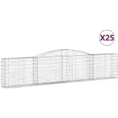 vidaXL Gabionen mit Hochbogen 25 Stk. 400x30x80/100cm Verzinktes Eisen