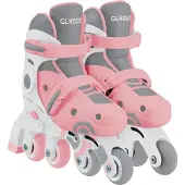 Globber LEARNING SKATES 2in1 – Inline- und Quad-Skates Kinder, verstellbar Gr.30-33, ABEC 9, Rollengröße 54x24 mm, rosa
