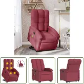 The Living Store Massagesessel mit Aufstehhilfe Weinrot Stoff