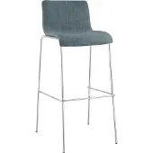 CLP Barhocker Hover stapelbar Stoffbezug Vierfußgestell bis 150 kg blau Gestell Farbe chrom