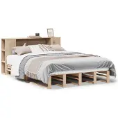 Syfax Massivholzbett mit Regal ohne Matratze 135x190 cm Massivholz
