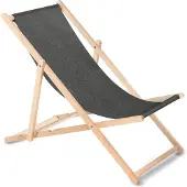 Greenblue Liegestuhl aus Buchholz ohne Armlehne Sonnenliege Gartenliege 110kg schwarz melange
