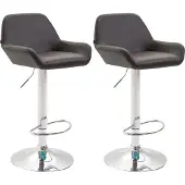 CLP 2er Set Barhocker Braga Kunstleder drehbar und höhenverstellbar braun Gestell Farbe chrom