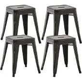 CLP 4er Set Hocker Armin aus Metall | Farbe schwarz-gold