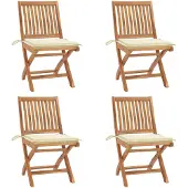 Prolenta Maison Exclusive - Klappstühle mit Kissen, 4-teilig, Massivholz Teakholz