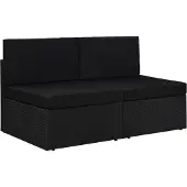 vidaXL "im Angebot" Modulares 2-Sitzer-Sofa Poly Rattan Schwarz - Stapelsessel CC20244