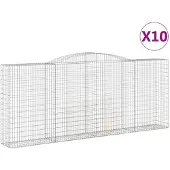 vidaXL Gabionen mit Hochbogen 10 Stk 400x50x160/180cm Verzinktes Eisen