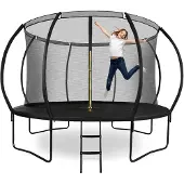HyperMotion Großes Gartentrampolin 366 cm mit Leiter und Sicherheitsnetz für Kinder