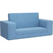 Syfax Kinder-Schlafsofa 2-Sitzer Blau Weicher Plüsch