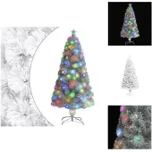vidaXL Künstlicher Weihnachtsbaum mit Beleuchtung Weiß 120cm Glasfaser - Weihnachtsbäume