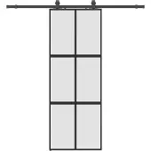 Syfax Schiebetür mit Beschlag Schwarz 76x205 cm Hartglas
