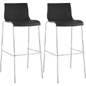 CLP 2er Set Barhocker Hover Kunststoff 4-Fuß Gestell 4-Fuß Gestell | Farbe schwarz Gestell Farbe chrom