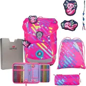 DERDIEDAS ErgoFlex Easy Exklusiv Neon Schulranzenset 5-teilig Punkie neonpink