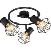 Globo Lighting Strahler Metall schwarz, Metall schwarz, ø: 285mm, H: 190mm, exkl. 3x E27 40W 230V
