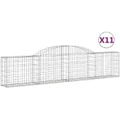 vidaXL Gabionen mit Hochbogen 11 Stk. 300x30x60/80 cm Verzinktes Eisen
