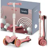 Lionelo Dreiradscooter Timmy, Hohe Tragkraft: 50 kg, LED-Rad- und Rahmenbeleuchtung - Rosa