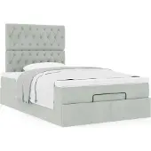 Syfax Ottoman-Bett mit Matratzen Hellgrau 120x200 cm Samt