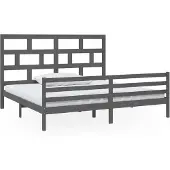 Syfax Massivholzbett Grau Kiefer 200x200 cm