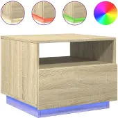 vidaXL Couchtisch mit LED-Leuchten Sonoma-Eiche 50x49x40 cm