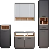 Vicco Badmöbel-Set Beatrice Anthrazit 4 Teile, Model 36292