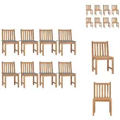 vidaXL Gartenstühle 8 Stk. mit Kissen Massivholz Teak - Gartenstühle