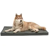 Lionto Hundematte orthopädisch, druckentlastende Memory-Foam Liegefläche, rutschfeste Unterseite & abnehmbarer Bezug, 118x80 cm, grau