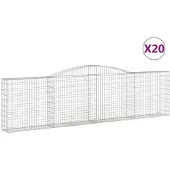 vidaXL Gabionen mit Hochbogen 20Stk. 400x30x100/120cm Verzinktes Eisen