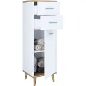VCM Holz Kommode | schmales Sideboard mit einer Drehtür und zwei Schubladen| Maße ca. H. 97 x B. 32 x T. 28 cm - Lindas