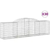 vidaXL Gabionen mit Hochbogen 30 Stk. 300x50x80/100cm Verzinktes Eisen