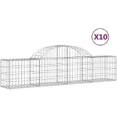 vidaXL Gabionen mit Hochbogen 10 Stk. 200x30x40/60 cm Verzinktes Eisen