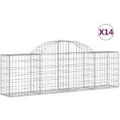 vidaXL Gabionen mit Hochbogen 14 Stk. 200x30x60/80 cm Verzinktes Eisen