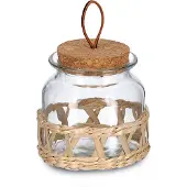 Zeller 19582 Vorratsglas BOHO 610 ml mit Korkdeckel, ca. Ø 11,7 x 12 cm