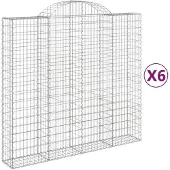 vidaXL Gabionen mit Hochbogen 6 Stk. 200x50x180/200cm Verzinktes Eisen