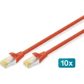Digitus CAT 6A S/FTP Patchkabel, 10 Stück, 1 m, Cat6a, S/FTP (S-STP), RJ-45, RJ-45, Rot
