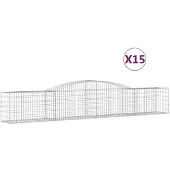 vidaXL Gabionen mit Hochbogen 15 Stk. 400x50x60/80cm Verzinktes Eisen