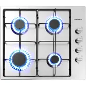 Arebos Gaskochfeld 58cm 4 Brenner, Silber, Edelstahl, 580 mm, 850 mm, 7,9 kg